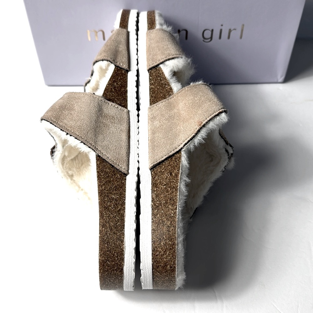 MADDEN GIRL Butterfly Taupe Furry Buckle Straps Slide Sandals Women's 11M NEW - Picture 3 of 10